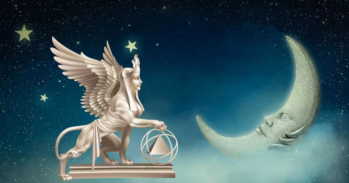 Pegasus und der zunehmende Mond vor nächtlichem Hintergrund stehen für den persönlichen Traumpfad
