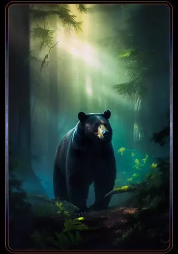 Krafttier Bär mit schwarzem Fell im Wald