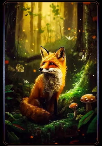 Krafttier Fuchs in einem zauberhaften Wald