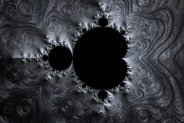 Mandelbrot Fraktal in schwarz weiß mit Oberflächentextur