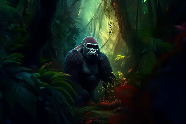 Ein Gorilla im tiefen Djungel
