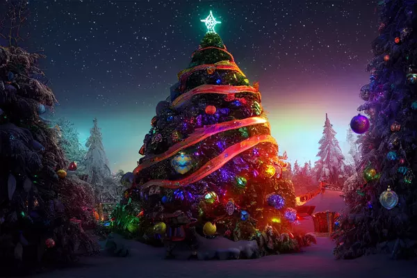 Drei Schneekugeln mit idyllischen Weihnachtsszenen als Teil eines Orakels mit weihnachtlichen Prophezeiungen