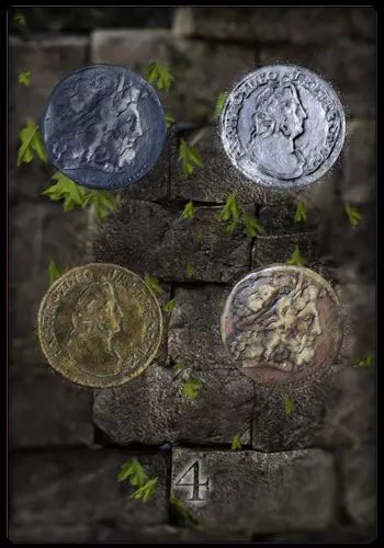 Tarotkarte - Vier der Münzen
