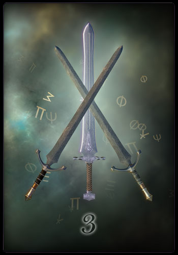 Tarotkarte - Drei der Schwerter