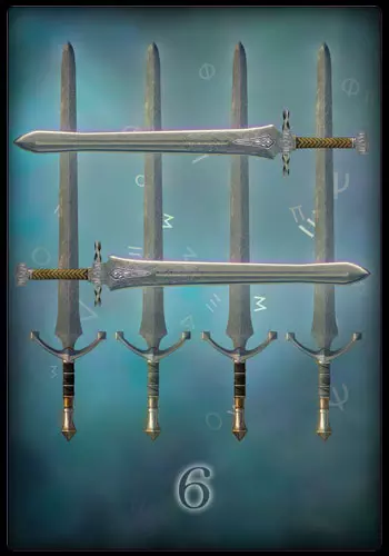 Tarotkarte - Sechs der Schwerter